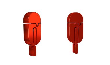 Şeffaf arkaplanda izole edilmiş kırmızı dondurma ikonu. Tatlı sembol. .