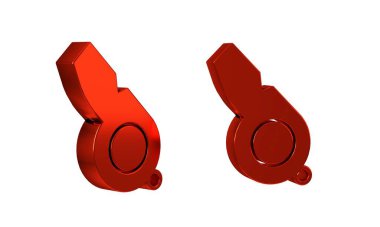 Kırmızı Düdük simgesi şeffaf arkaplanda izole edildi. Hakem sembolü. Spor ve spor burcu. .