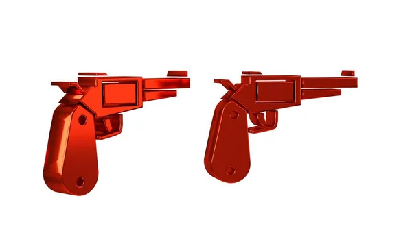 Icône Pistolet Revolver Rouge Isolé Sur Fond Transparent — Photo