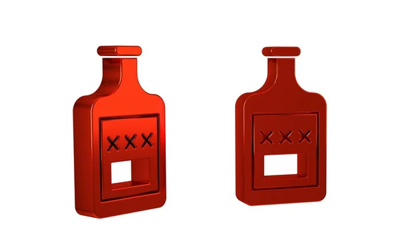 Icono Botella Whisky Rojo Aislado Sobre Fondo Transparente — Foto de Stock
