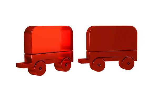 Red Wild west covered wagon icon isolated on transparent background. .