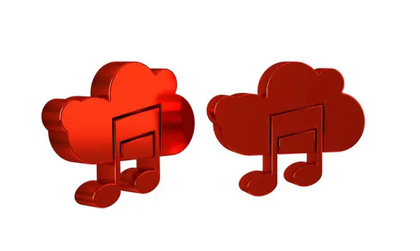 Red Music streaming service icon isolated on transparent background. Sound cloud computing, online media streaming, song, audio wave. .