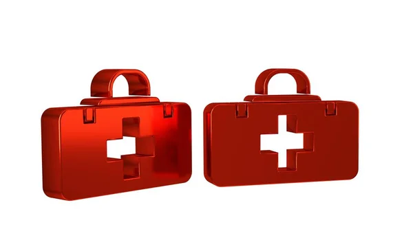 Röd Första Hjälpen Kit Ikon Isolerad Transparent Bakgrund Medicinsk Låda — Stockfoto