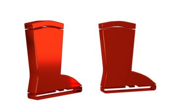 Kırmızı su geçirmez lastik bot simgesi şeffaf arkaplanda izole edildi. Yağmurlu hava, balıkçılık, bahçe işleri için çizme.. .