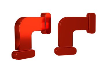 Kırmızı Endüstri metalik boru simgesi şeffaf arkaplanda izole edildi. Boru hattının farklı şekillerdeki parçaları. .