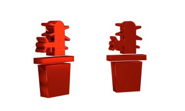 Kırmızı Kaktüs kaktüsü, şeffaf arka planda izole edilmiş tencere simgesi. Tencerede yetişen bir bitki. Saksı bitkisi işareti. .