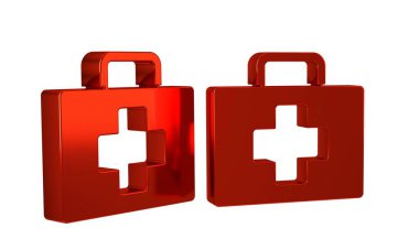 Kırmızı ilk yardım çantası simgesi şeffaf arkaplanda izole edildi. Haçlı sağlık kutusu. Acil durumlar için tıbbi ekipman. Sağlık hizmetleri kavramı. .