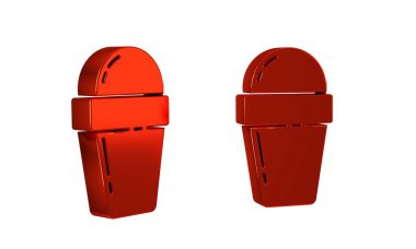 Şeffaf arkaplanda izole edilmiş waffle külahlı kırmızı dondurma. Tatlı sembol. .