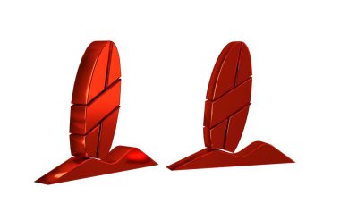 Kırmızı sörf tahtası simgesi şeffaf arkaplanda izole edildi. Sörf tahtası. Olağanüstü bir spor. Spor malzemeleri.. .