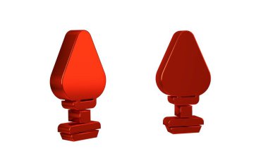 Red Anal plug icon isolated on transparent background. Butt plug sign. Fetish accessory. Sex toy for men and woman. .