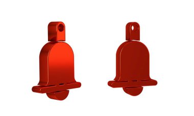 Şeffaf arkaplanda kırmızı zil simgesi izole edildi. Alarm sembolü, servis zili, el zili işareti, bildirim sembolü. .