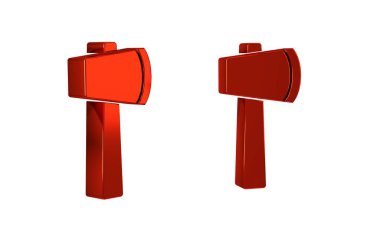 Kırmızı tahta balta simgesi şeffaf arkaplanda izole edildi. Oduncu baltası.. .