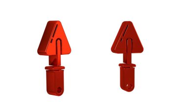 Kırmızı Trowel simgesi şeffaf arkaplanda izole edildi. .