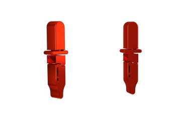 Kırmızı Pipette simgesi şeffaf arkaplanda izole edildi. Tıbbi elementler, kimya laboratuarı ekipmanları. Tıp sembolü. .