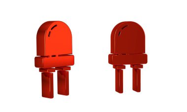 Kırmızı Işık, şeffaf arkaplanda izole edilmiş diyot simgesi yayıyor. Yarı iletken diyot elektrik bileşeni. .