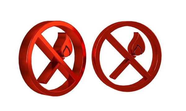 Red Fire Match Icon Isolated Transparent Background Open Flame Burning — Stock Photo, Image