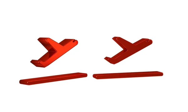 Ikon Lepas Landas Pesawat Merah Diisolasi Pada Latar Belakang Transparan — Stok Foto