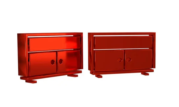 Red Chest of drawers icon isolated on transparent background. .