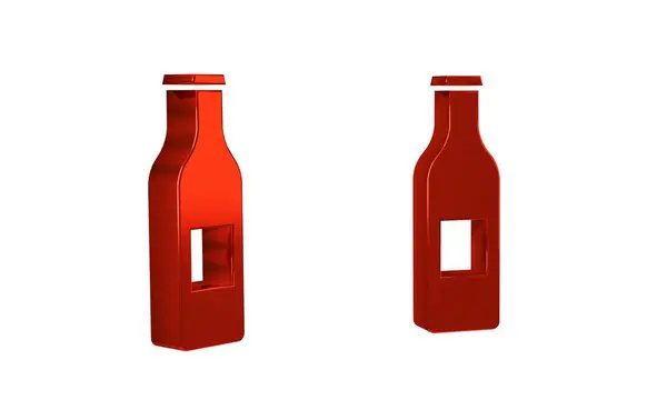 红色啤酒瓶图标隔离在透明的背景下 — 图库照片