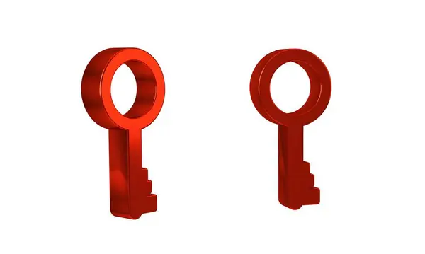 Red Old Key Symbol Isoliert Auf Transparentem Hintergrund — Stockfoto