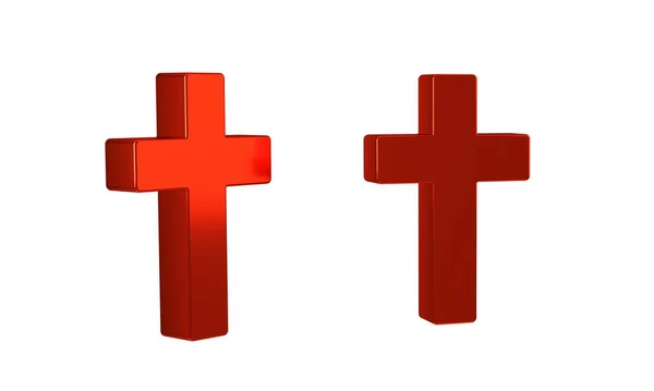 Red Christian Cross Icon Isolated Transparent Background Church Cross — Stock Photo, Image