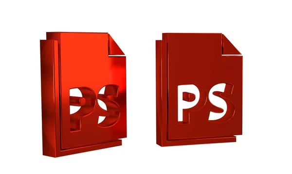 在透明的背景下隔离的Red Ps文件图标 — 图库照片