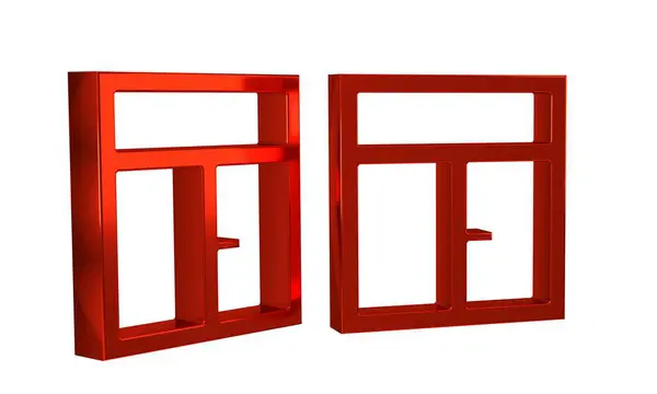 Червоне Вікно Піктограмі Кімнати Ізольовано Прозорому Фоні — стокове фото