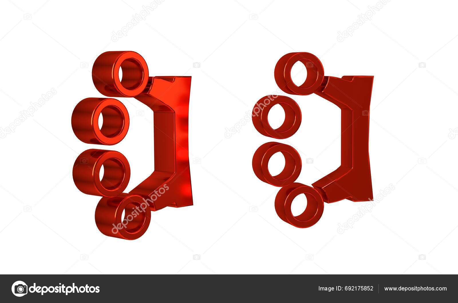 Red Brass Knuckles Icon Isolated Transparent Background Stock Photo by