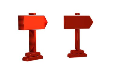 Kırmızı Yol trafik işareti. Şeffaf arkaplanda işaretleme simgesi izole edildi. İşaretçi sembolü. İzole sokak bilgi levhası. Yönlendirme işareti. .