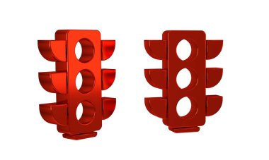 Kırmızı trafik ışığı simgesi şeffaf arkaplanda izole edildi. .