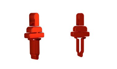 Kırmızı Pipette simgesi şeffaf arkaplanda izole edildi. Tıbbi, kozmetik, kimya laboratuvarı ekipmanları. .