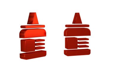 Şeffaf arkaplanda kırmızı yapıştırıcı simgesi izole edildi. .