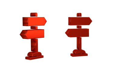 Kırmızı Yol trafik işareti. Şeffaf arkaplanda işaretleme simgesi izole edildi. İşaretçi sembolü. İzole sokak bilgi levhası. Yönlendirme işareti. .