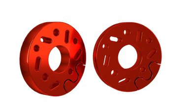 Şeffaf arkaplanda tatlı jöleli kırmızı çörek izole edilmiş. .