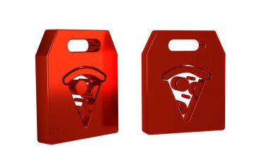 Kırmızı Çevrimiçi sipariş ve hızlı pizza dağıtım simgesi şeffaf arkaplanda izole. .