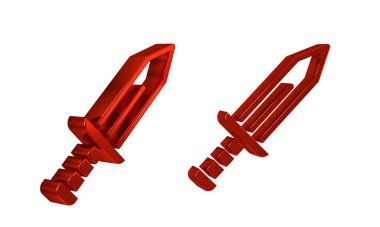Kırmızı Kılıç simgesi şeffaf arkaplanda izole edildi. Ortaçağ silahı. .