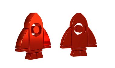 Kırmızı Roket gemi simgesi şeffaf arkaplanda izole edildi. Uzay yolculuğu. .