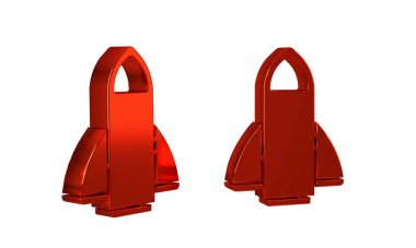 Kırmızı Roket gemi simgesi şeffaf arkaplanda izole edildi. Uzay yolculuğu. .