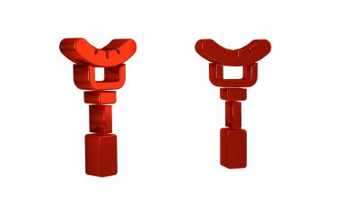 Çatal simgesindeki kırmızı sosis şeffaf arkaplanda izole edilmiş. Izgara sosis ve aroma işareti.. .
