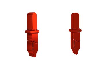 Kırmızı Pipette simgesi şeffaf arkaplanda izole edildi. Tıbbi, kozmetik, kimya laboratuvarı ekipmanları. .