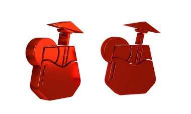 Şeffaf arkaplanda şemsiye simgesi olan kırmızı kokteyl ve alkol içeceği. .