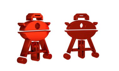Kırmızı Barbekü Izgara simgesi şeffaf arkaplanda izole edildi. Barbekü Izgara Partisi. .