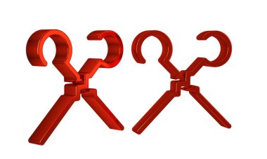 Şeffaf arkaplanda kırmızı barbekü şiş simgesi izole edildi. Şiş çubukta et kebabı. Izgara etle piknik.. .