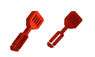 Kırmızı Spatula simgesi şeffaf arkaplanda izole edildi. Mutfak spatula ikonu. Barbekü spatula işareti. Barbekü ve ızgara aracı. .