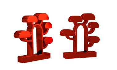 Şeffaf arkaplanda kırmızı Afrika ağaç simgesi izole edildi. Baobab, akasya ve diğerleri. .