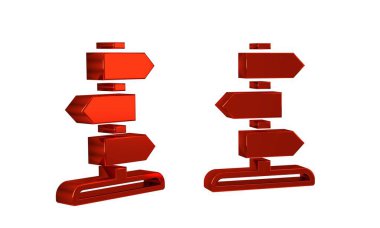 Kırmızı Yol trafik işareti. Şeffaf arkaplanda işaretleme simgesi izole edildi. İşaretçi sembolü. İzole sokak bilgi levhası. Yönlendirme işareti. .