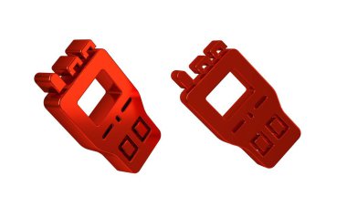 Kırmızı Telsiz konuşma simgesi şeffaf arkaplanda izole edildi. Taşınabilir radyo vericisi simgesi. Radyo alıcı-verici işareti. .