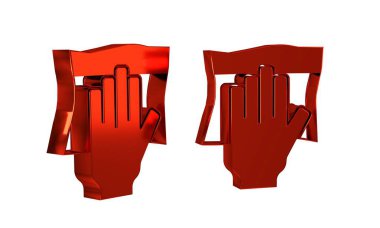 Kırmızı Temizleme servisi simgesi şeffaf arkaplanda izole edildi. Lateks el koruması işareti. Ev işi temizlik ekipmanları sembolü. .