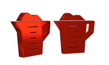 Kırmızı yıkama tozu, şeffaf arkaplanda izole edilmiş bir ölçü kabı simgesi.. .