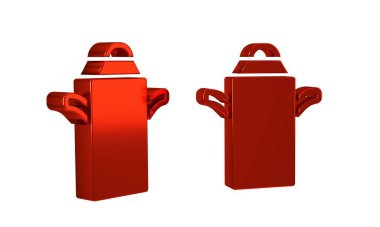 Şeffaf arkaplanda süt simgesi için kırmızı kutu konteynırı izole edildi. .